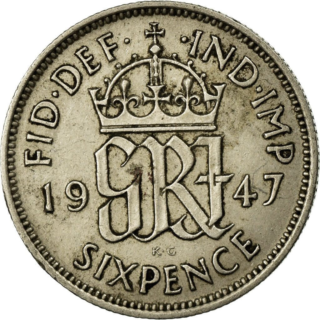 Coin, Great Britain, George VI, 6 Pence, 1947, EF(40-45), Copper-nickel, KM:862