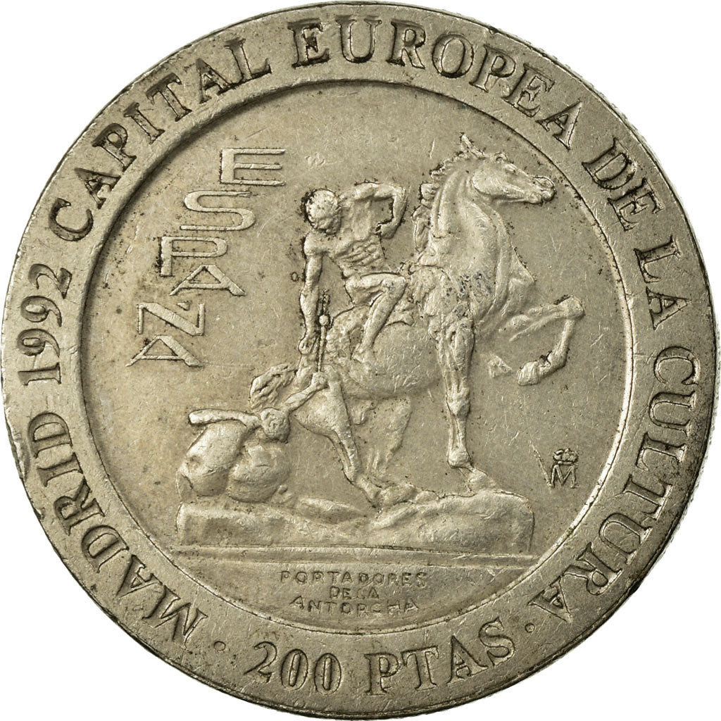 Coin, Spain, Juan Carlos I, 200 Pesetas, 1992, EF(40-45), Copper-nickel, KM:909