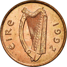 Coin, IRELAND REPUBLIC, 2 Pence, 1992, AU(50-53), Copper Plated Steel, KM:21a