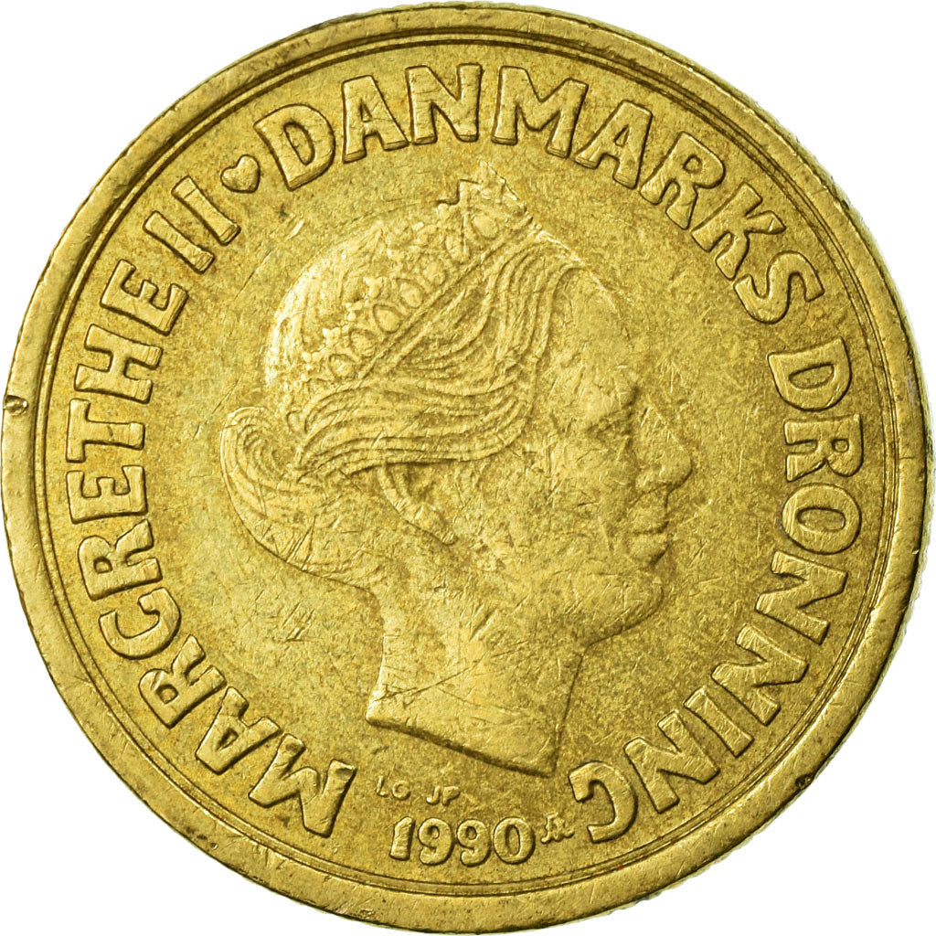 Munten, Denemarken, Margrethe II, 20 Kroner, 1990, Copenhagen, ZF