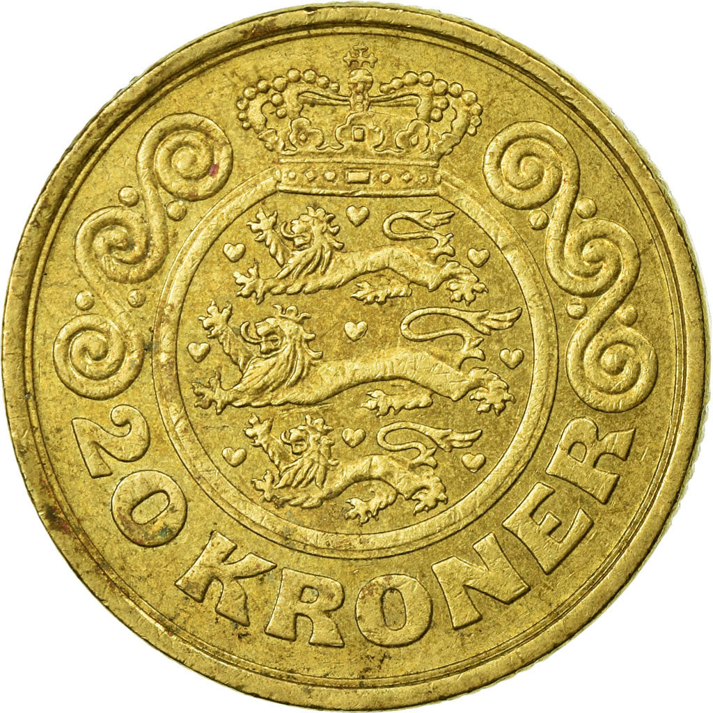 Munten, Denemarken, Margrethe II, 20 Kroner, 1990, Copenhagen, ZF