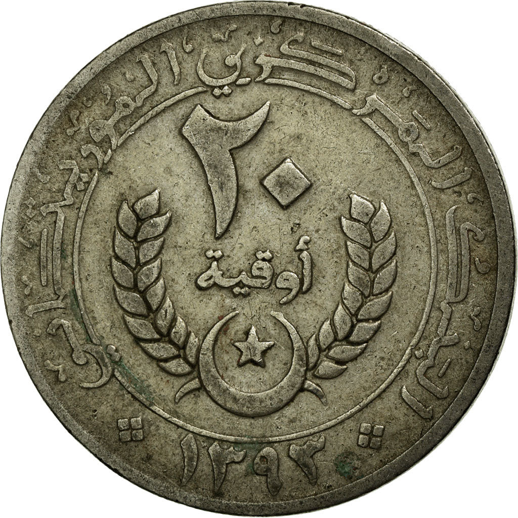 Coin, Mauritania, 20 Ouguiya, 1973, VF(30-35), Copper-nickel, KM:5