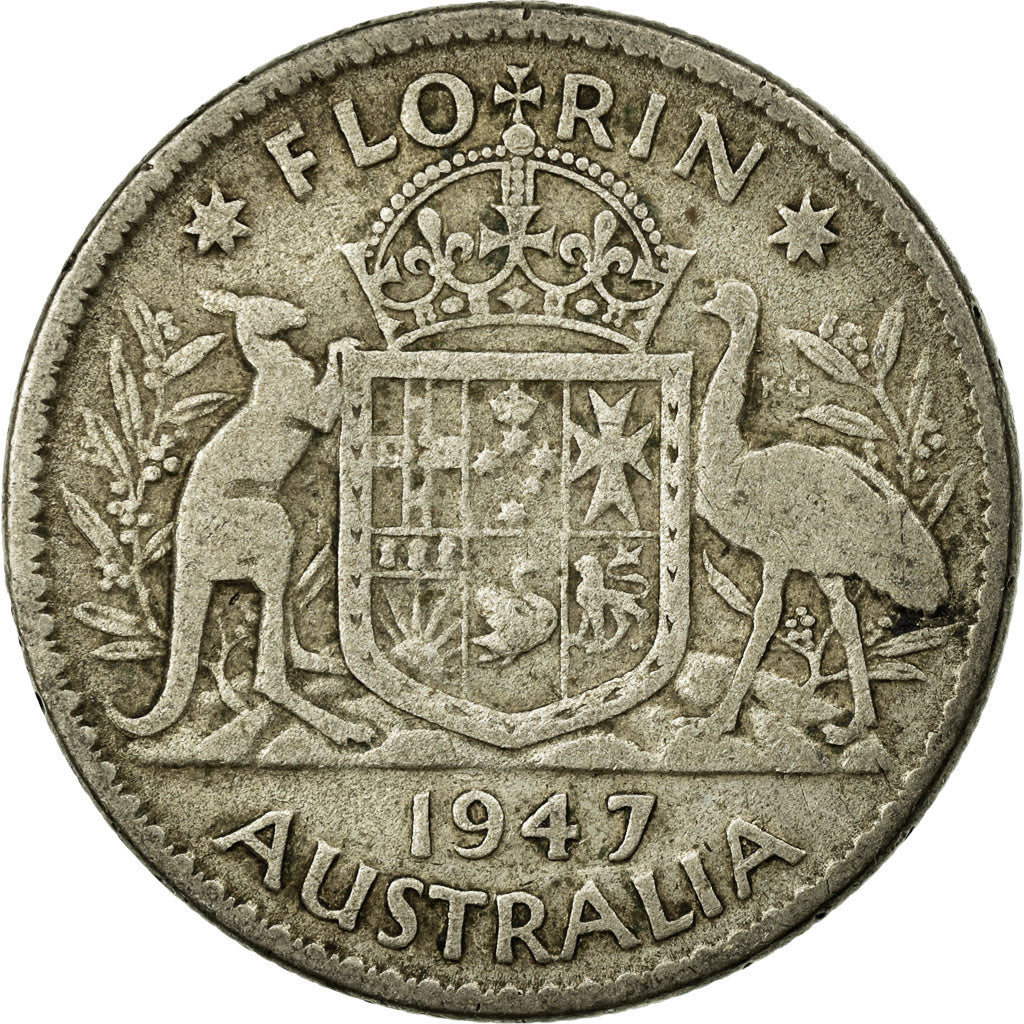 Coin, Australia, George VI, Florin, 1947, Melbourne, VF(20-25), Silver, KM:40a