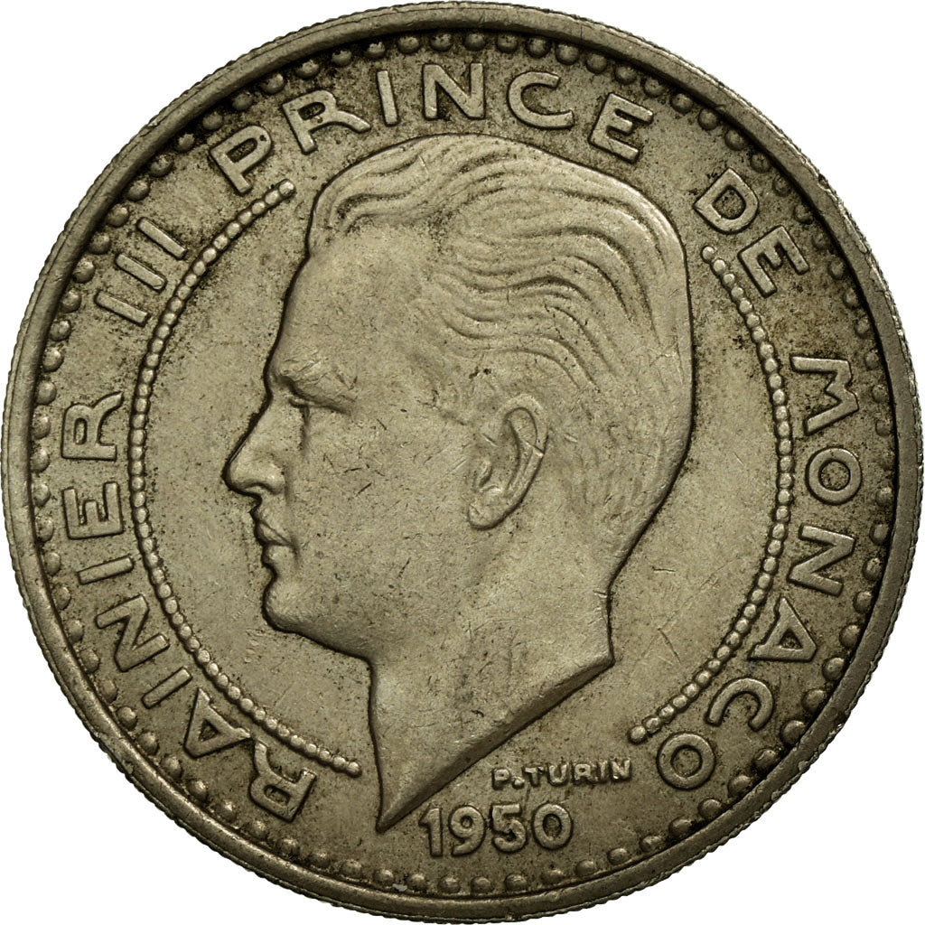 Coin, Monaco, Rainier III, 100 Francs, Cent, 1950, EF(40-45), Copper-nickel