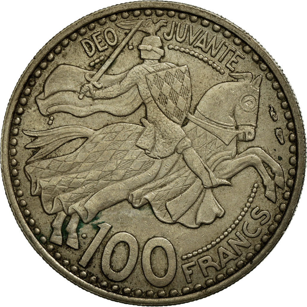 Coin, Monaco, Rainier III, 100 Francs, Cent, 1950, EF(40-45), Copper-nickel