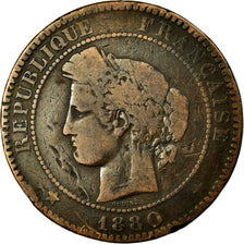 Moneta, Francia, Cérès, 10 Centimes, 1880, Paris, MB, Bronzo, KM:815.1