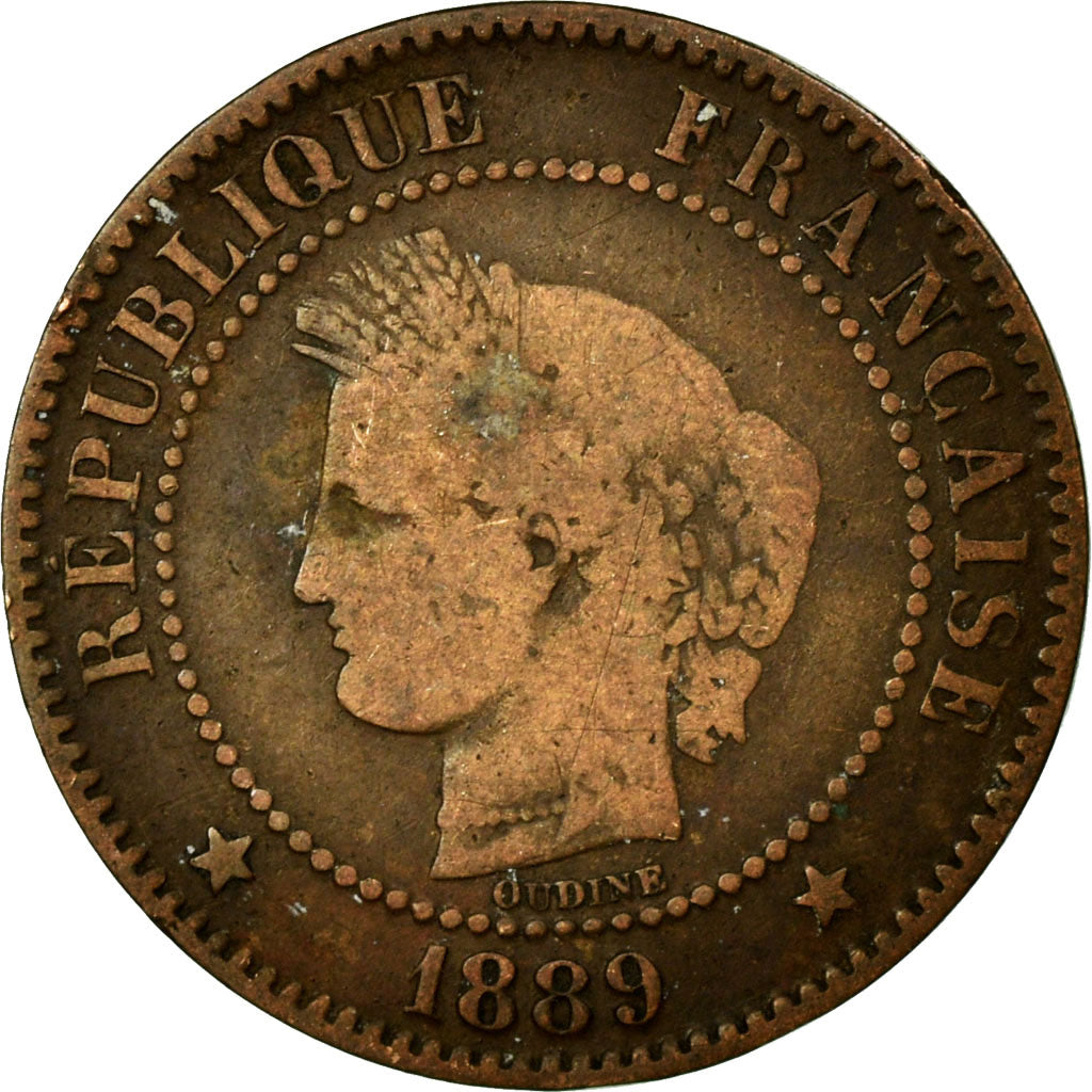 Coin, France, Cérès, 2 Centimes, 1889, Paris, VF(20-25), Bronze, KM:827.1