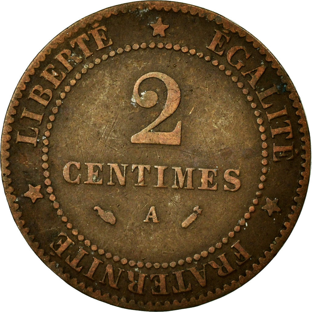 Coin, France, Cérès, 2 Centimes, 1889, Paris, VF(20-25), Bronze, KM:827.1