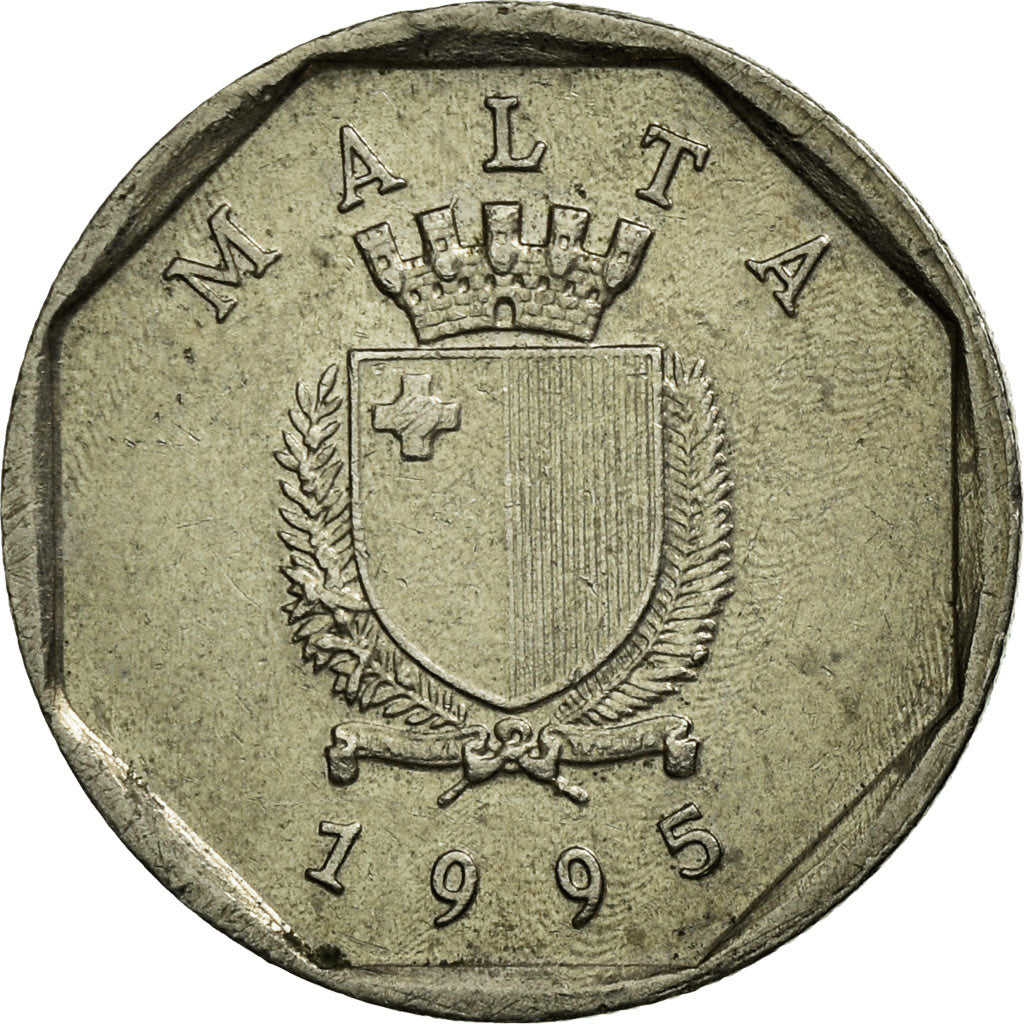 Coin, Malta, 5 Cents, 1995, EF(40-45), Copper-nickel, KM:95