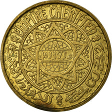 Coin, Morocco, Mohammed V, 50 Francs, 1951, Paris, EF(40-45), Aluminum-Bronze