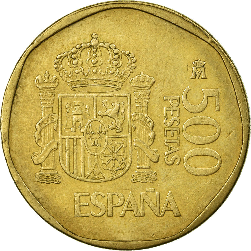 Münze, Spanien, Juan Carlos I, 500 Pesetas, 1989, S+, Aluminum-Bronze, KM:831