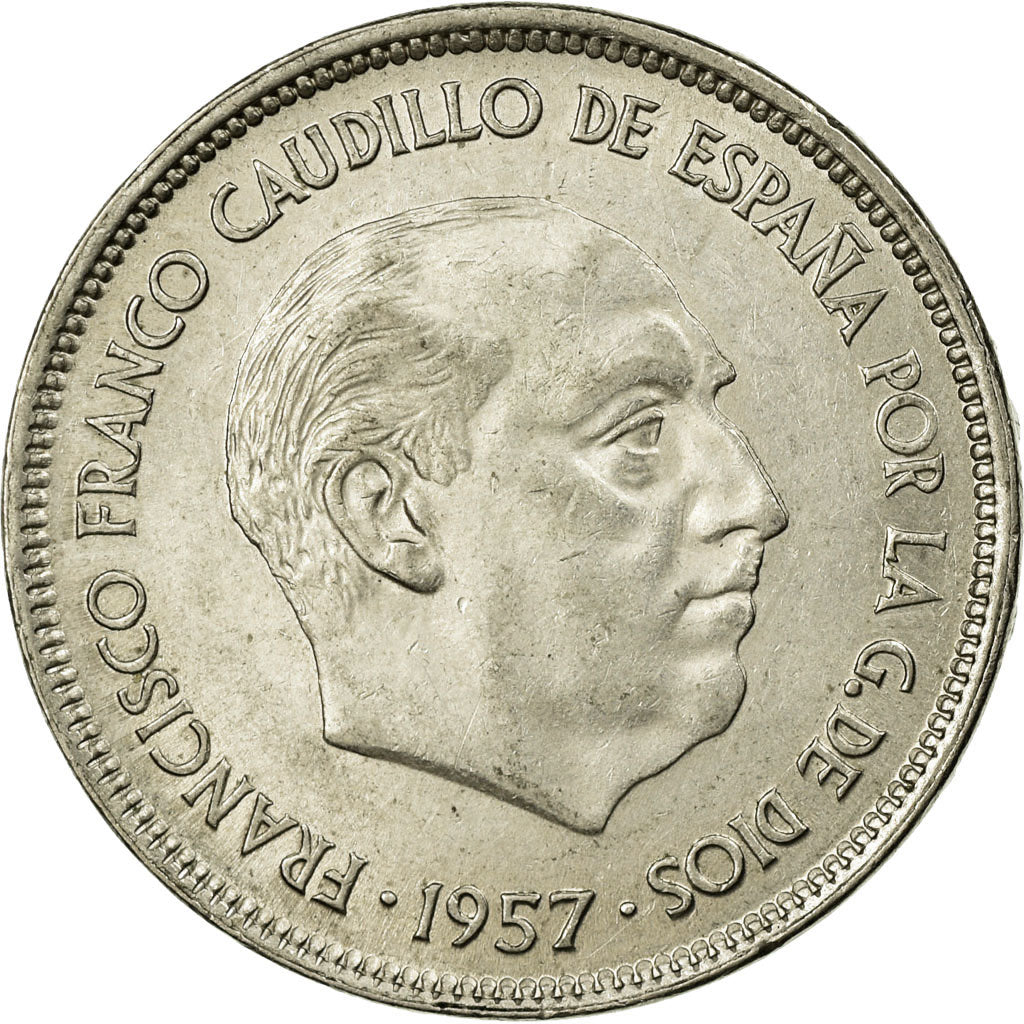 Coin, Spain, Caudillo and regent, 25 Pesetas, 1958, AU(55-58), Copper-nickel