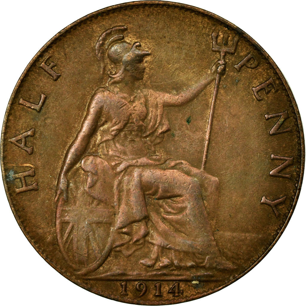 Coin, Great Britain, George V, 1/2 Penny, 1914, EF(40-45), Bronze, KM:809