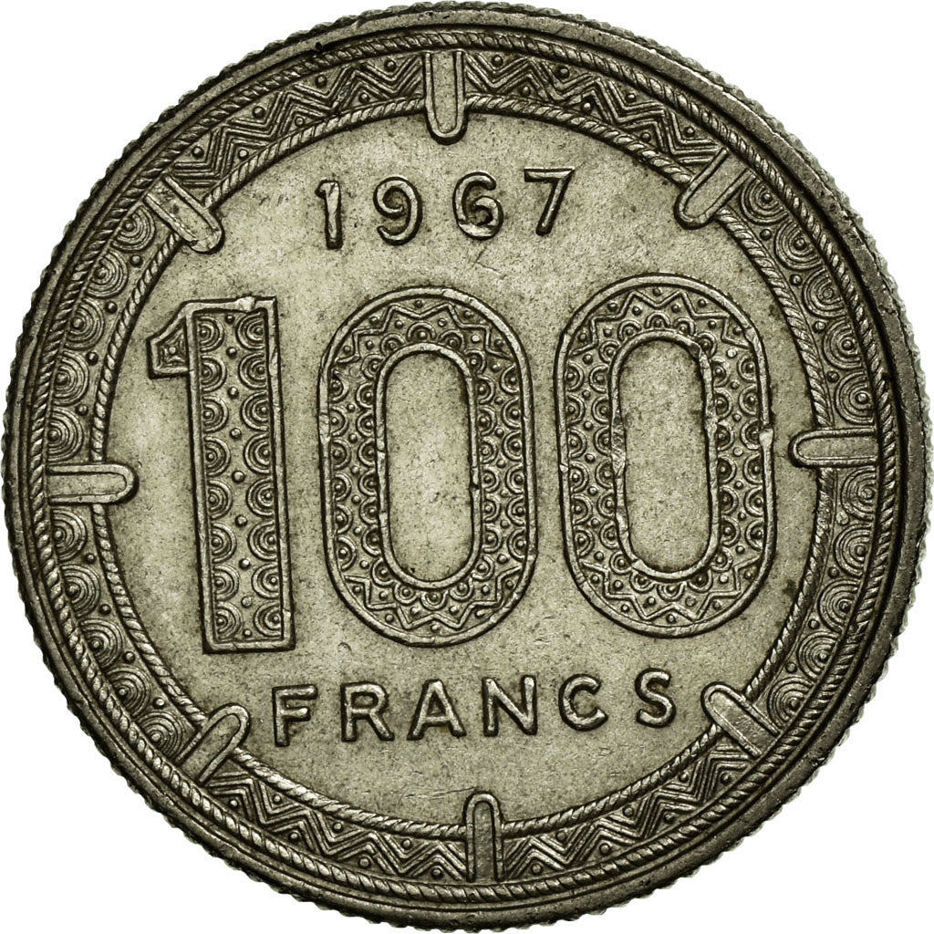 Coin, EQUATORIAL AFRICAN STATES, 100 Francs, 1967, Paris, EF(40-45), Nickel
