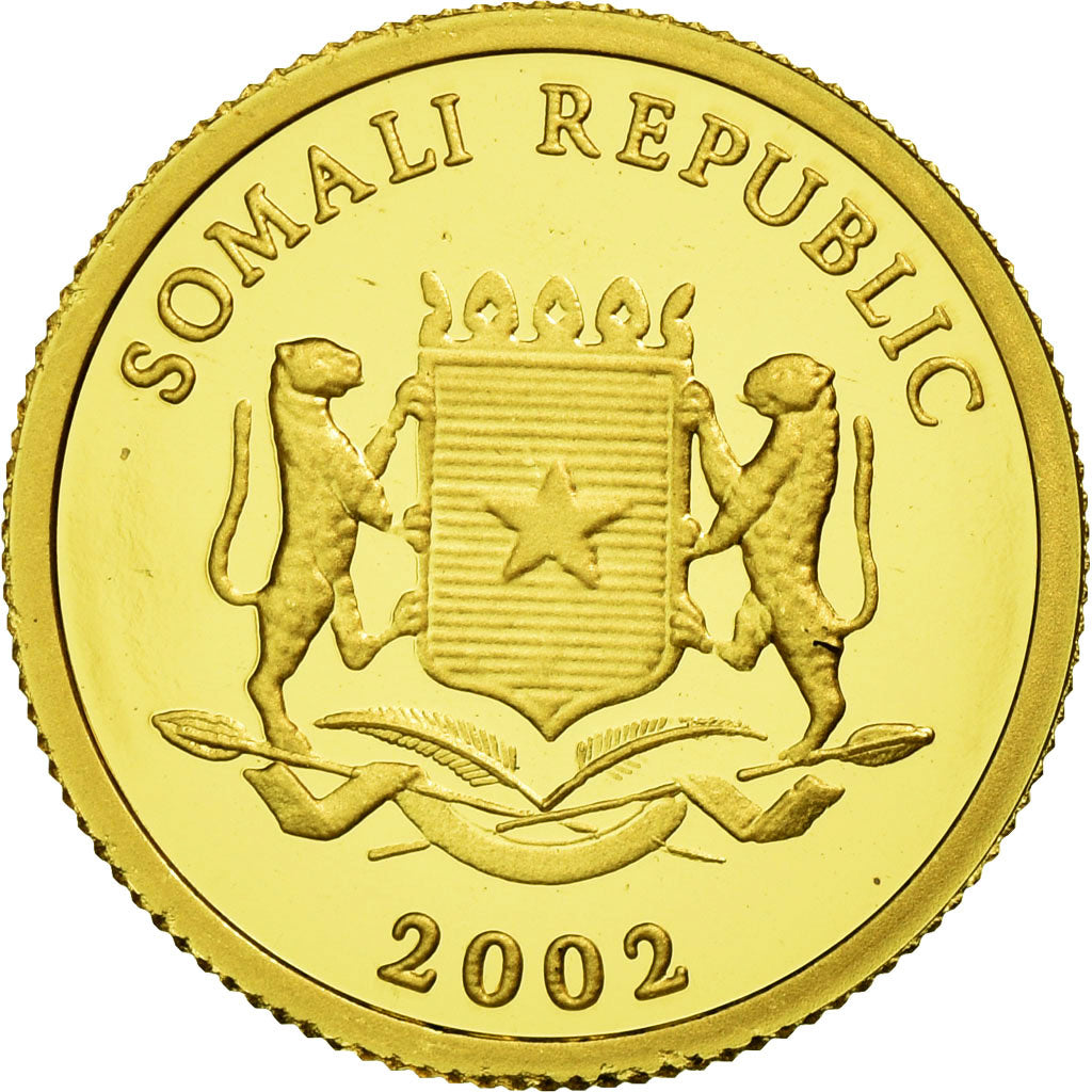 SOMALIA, 50 Shillings, 2002, KM #161, MS(65-70), Gold, 13.88, 1.24