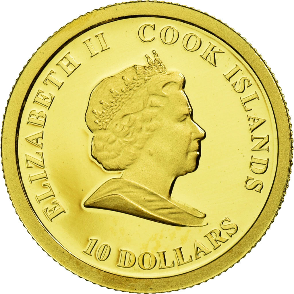 Coin, Cook Islands, 10 Dollars, 2008, MS(65-70), Gold, KM:New