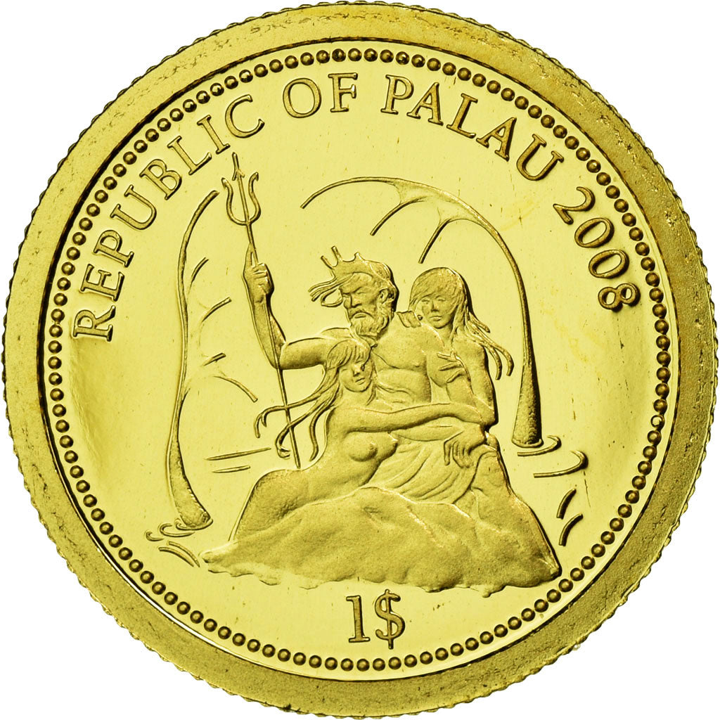 Palau, Dollar, Marine Life Protection, 2008, MS(65-70), Gold, KM 163