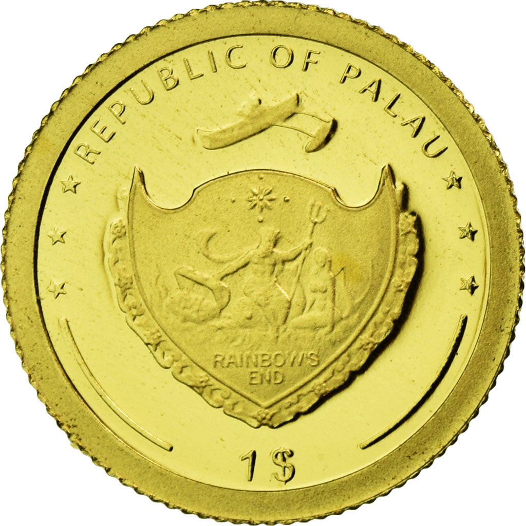 Palau, Dollar, JF Kennedy, 2007, MS(65-70), Gold