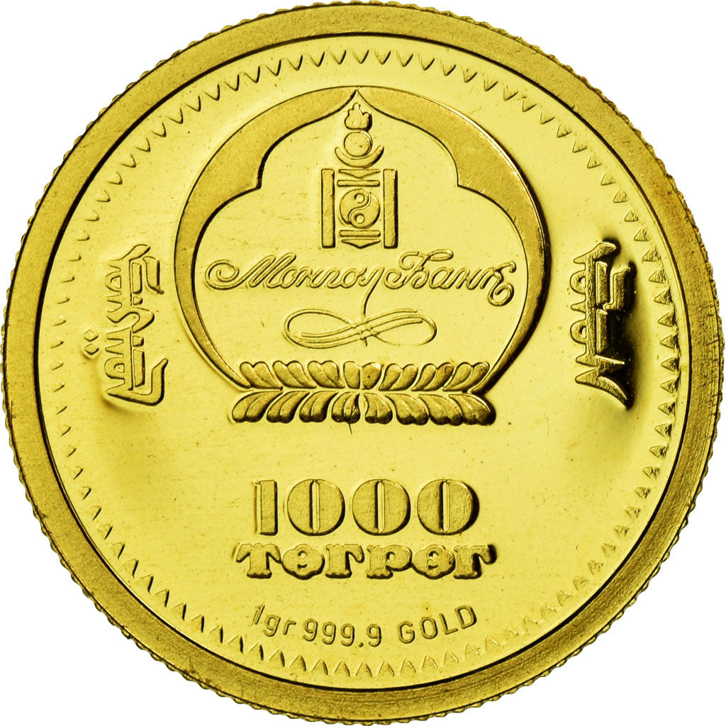 Mongolia, 1000 Togrog, 2008, FDC, Oro