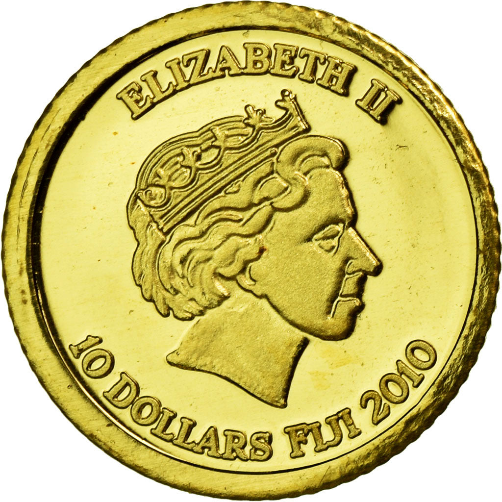 Coin, Fiji, Elizabeth II, 10 Dollars, 2010, MS(65-70), Gold, KM:224