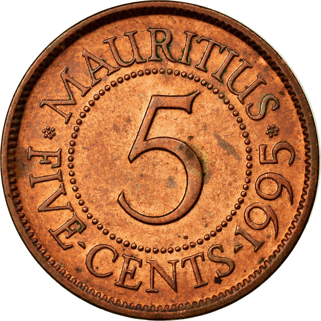 Coin, Mauritius, 5 Cents, 1995, EF(40-45), Copper Plated Steel, KM:52