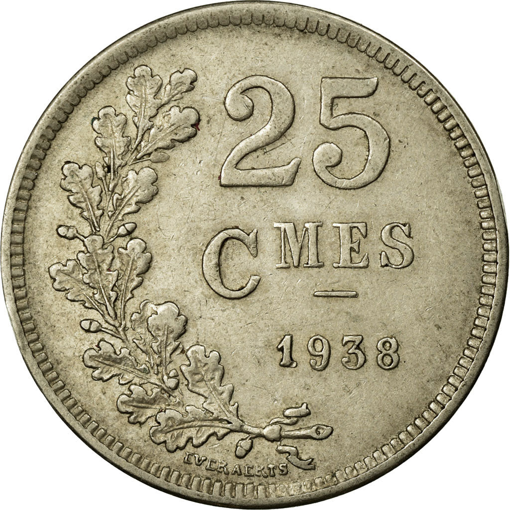 Coin, Luxembourg, Charlotte, 25 Centimes, 1938, EF(40-45), Copper-nickel