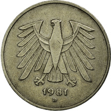 Coin, GERMANY - FEDERAL REPUBLIC, 5 Mark, 1981, Munich, EF(40-45), Copper-Nickel