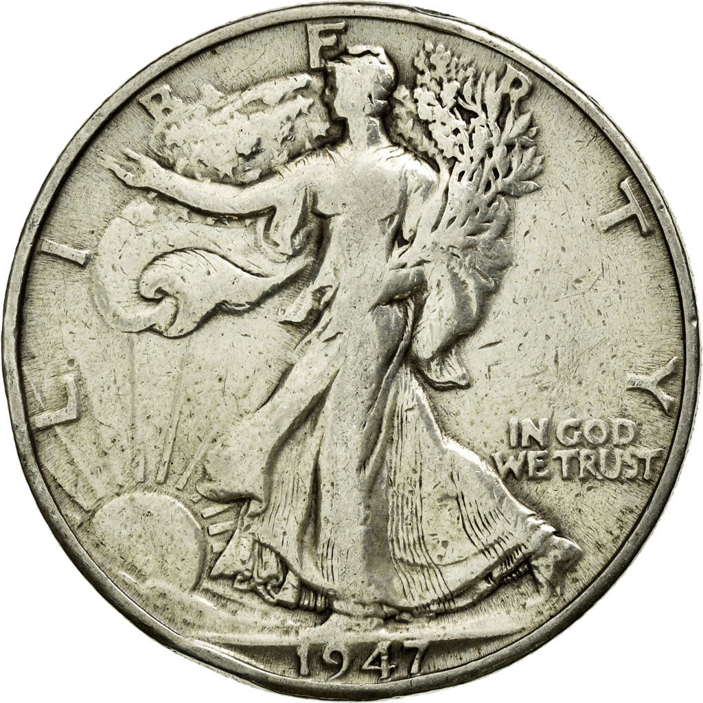 Coin, United States, Walking Liberty Half Dollar, Half Dollar, 1947, U.S. Mint