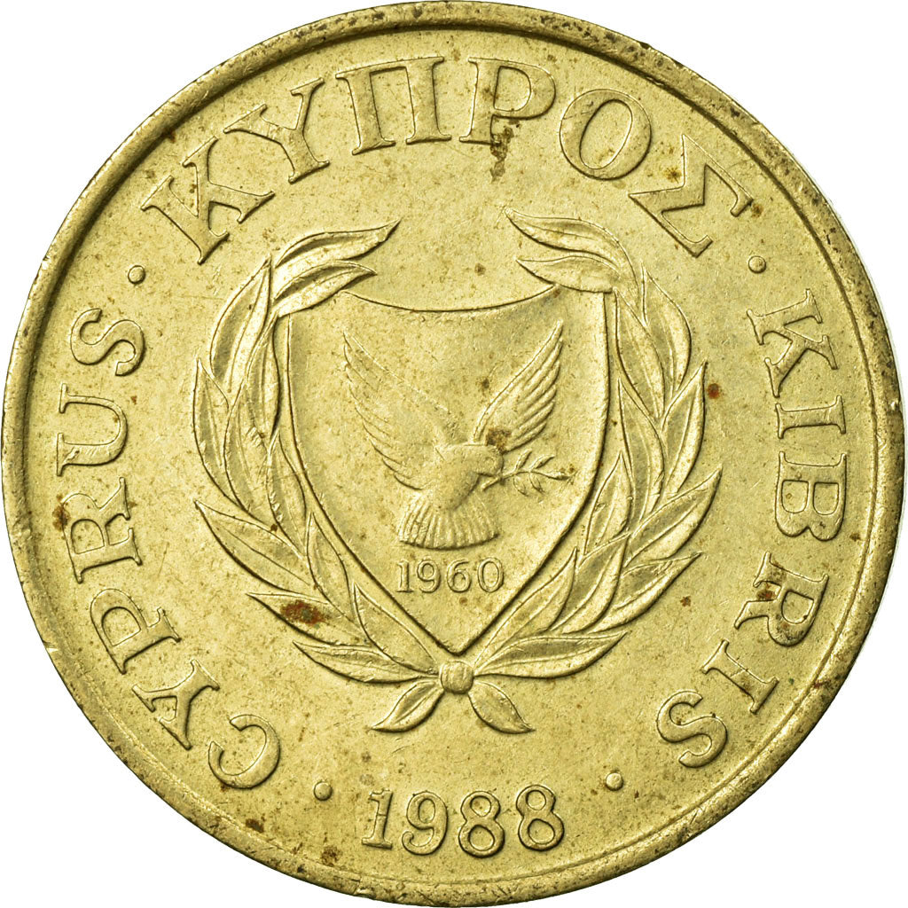 Coin, Cyprus, 5 Cents, 1988, EF(40-45), Nickel-brass, KM:55.2