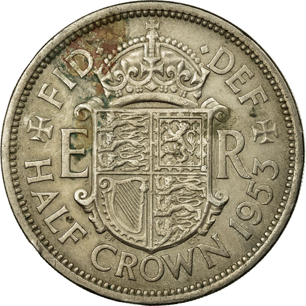 Coin, Great Britain, Elizabeth II, 1/2 Crown, 1953, EF(40-45), Copper-nickel