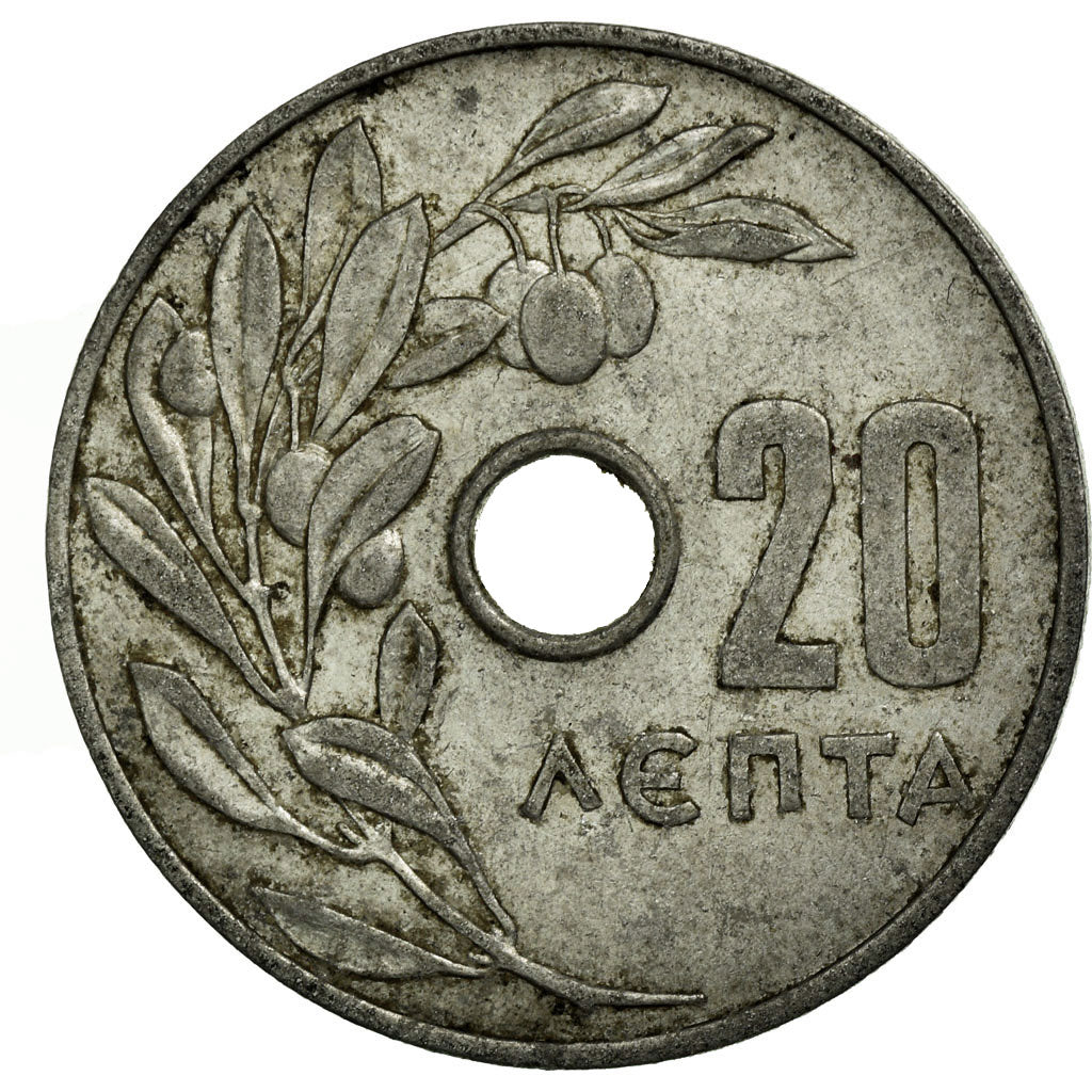 Coin, Greece, 20 Lepta, 1966, VF(30-35), Aluminum, KM:79