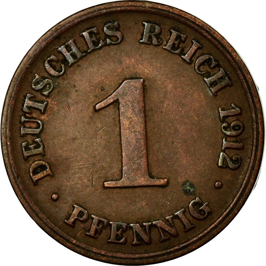 Coin, GERMANY - EMPIRE, Wilhelm II, Pfennig, 1912, Munich, VF(30-35), Copper