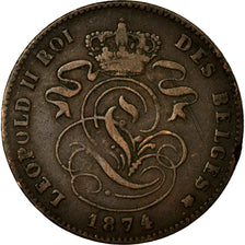 Coin, Belgium, Leopold II, 2 Centimes, 1874, VF(30-35), Copper, KM:35.1