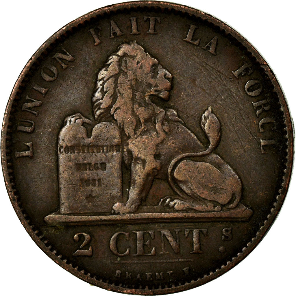 Coin, Belgium, Leopold II, 2 Centimes, 1874, VF(30-35), Copper, KM:35.1