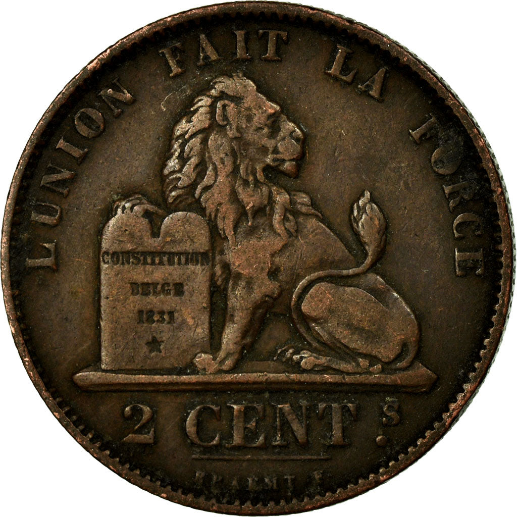 Coin, Belgium, Leopold II, 2 Centimes, 1874, VF(30-35), Copper, KM:35.1