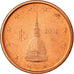 Włochy, 2 Euro Cent, 2002, Rome, MS(63), Miedź platerowana stalą, KM:211