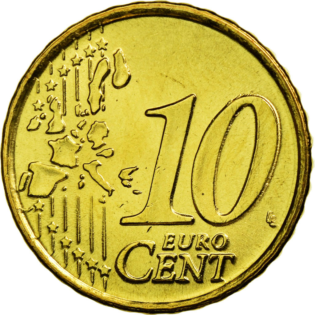 Spain, 10 Euro Cent, 2000, MS(63), Brass, KM:1043