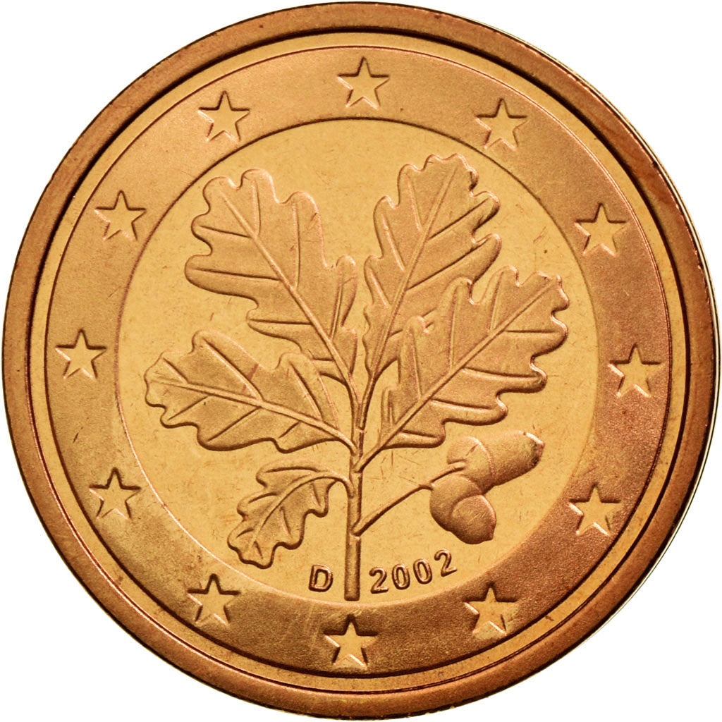 GERMANY - FEDERAL REPUBLIC, 2 Euro Cent, 2002, MS(63), Copper Plated Steel