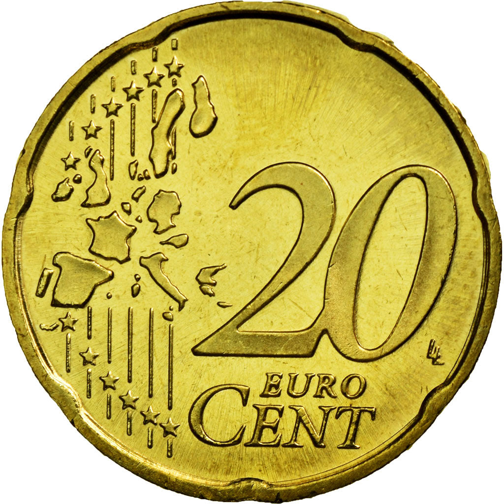 GERMANY - FEDERAL REPUBLIC, 20 Euro Cent, 2003, MS(63), Brass, KM:211