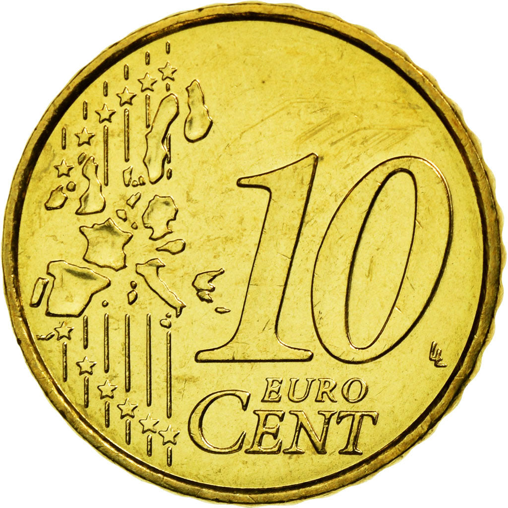 Grecja, 10 Euro Cent, 2002, Athens, MS(63), Mosiądz, KM:184