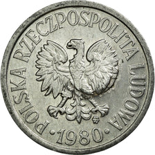 Moneda, Polonia, 10 Groszy, 1980, Warsaw, MBC, Aluminio, KM:AA47