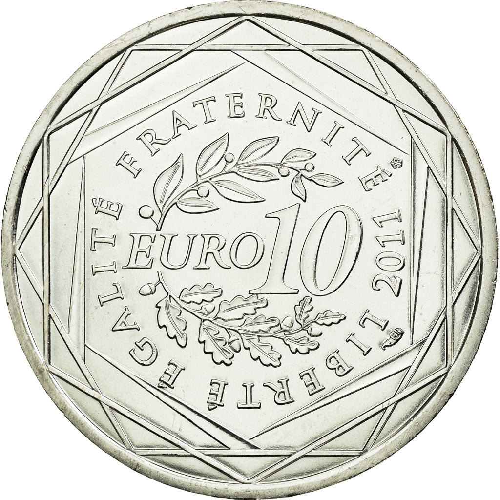 France, 10 Euro, Mayotte, 2011, MS(63), Silver, KM:1726