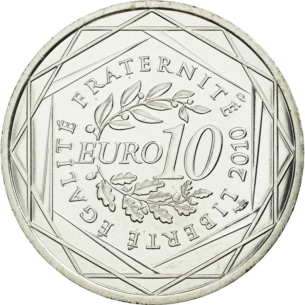 France, 10 Euro, Guadeloupe, 2010, MS(63), Silver, KM:1655