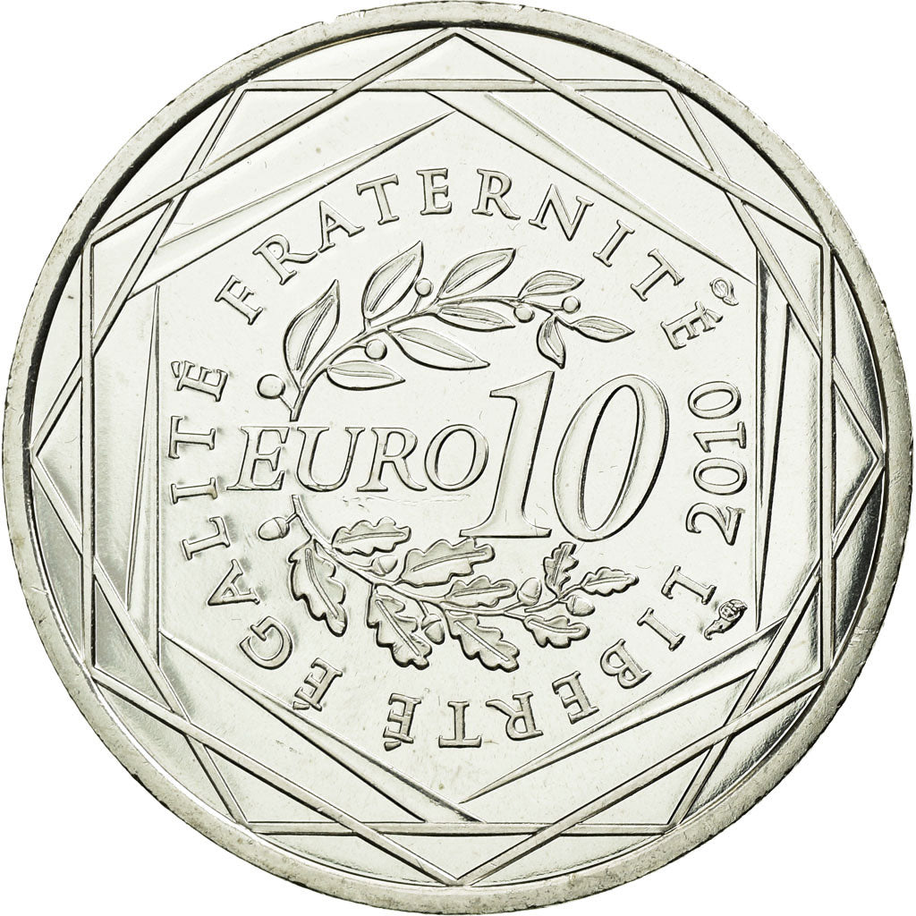 France, 10 Euro, Guadeloupe, 2010, MS(63), Silver, KM:1655
