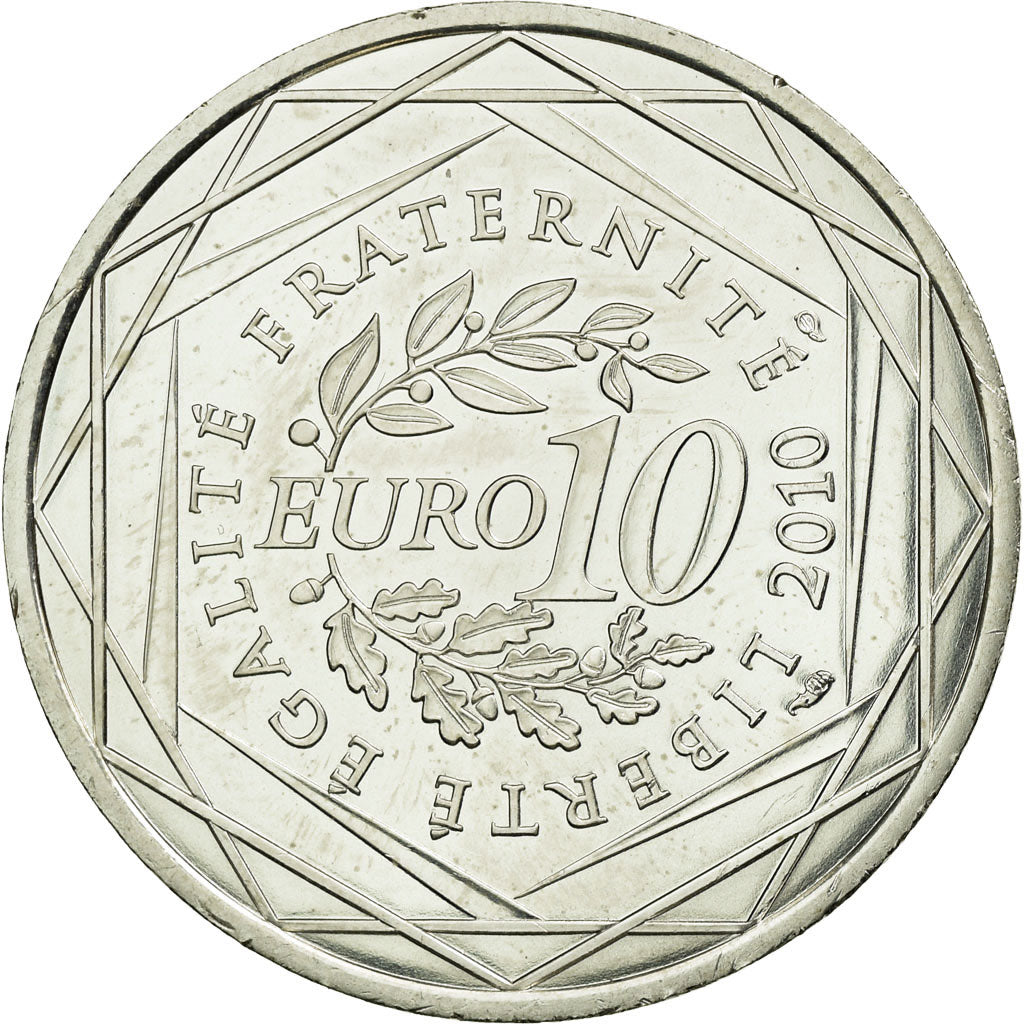 France, 10 Euro, Réunion, 2010, MS(63), Silver, KM:1669