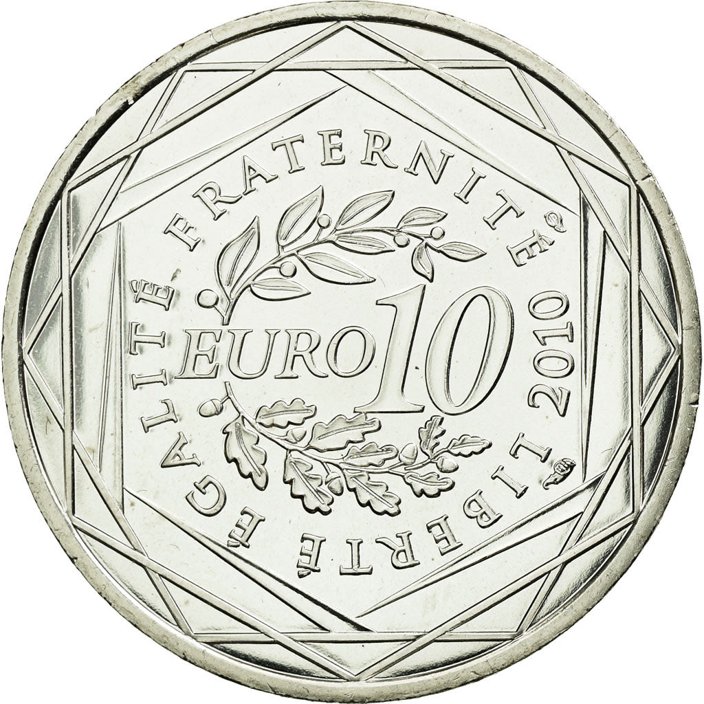 France, 10 Euro, Guyane, 2010, MS(63), Silver, KM:1654