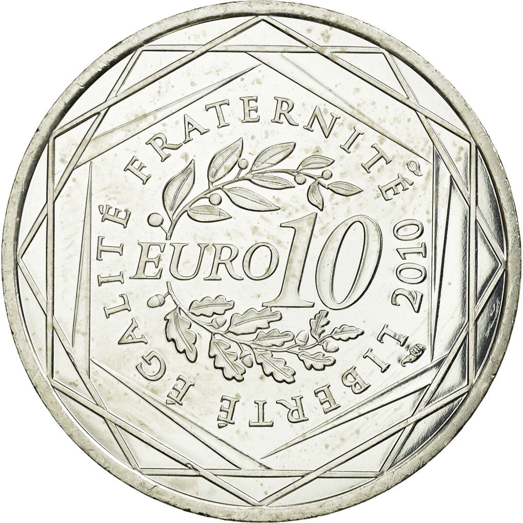France, 10 Euro, Guyane, 2010, MS(63), Silver, KM:1654
