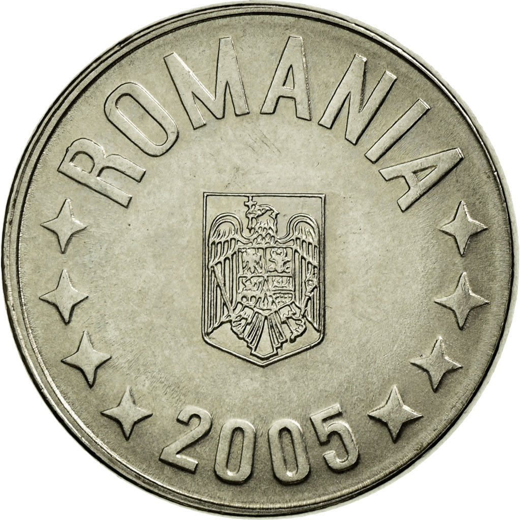 Coin, Romania, 10 Bani, 2005, Bucharest, AU(55-58), Nickel plated steel, KM:191