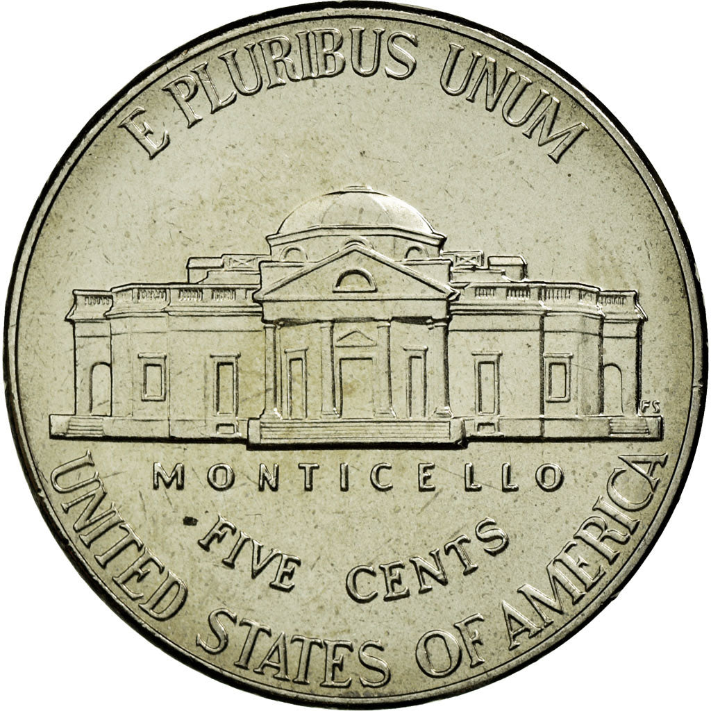 Coin, United States, Jefferson large facing portrait - Enhanced Monticello