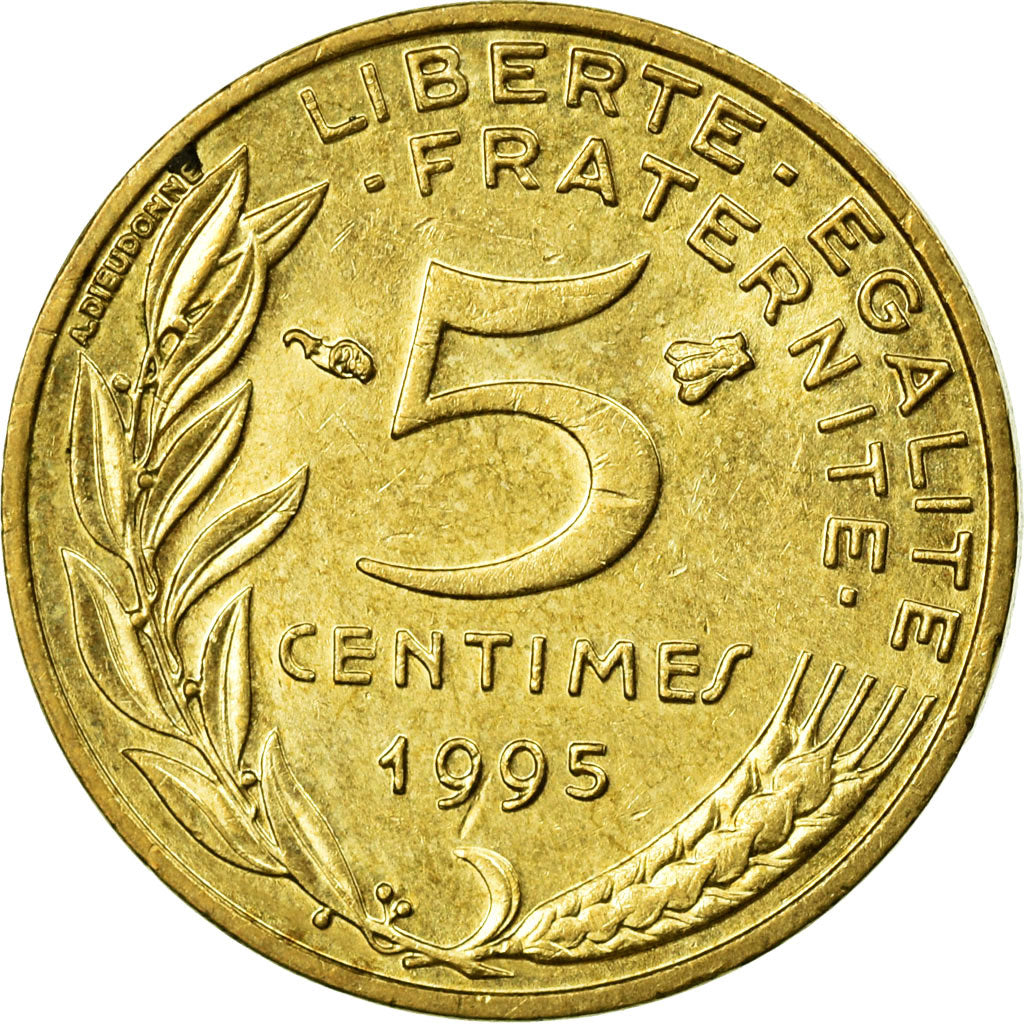 Coin, France, Marianne, 5 Centimes, 1995, Paris, AU(55-58), Aluminum-Bronze